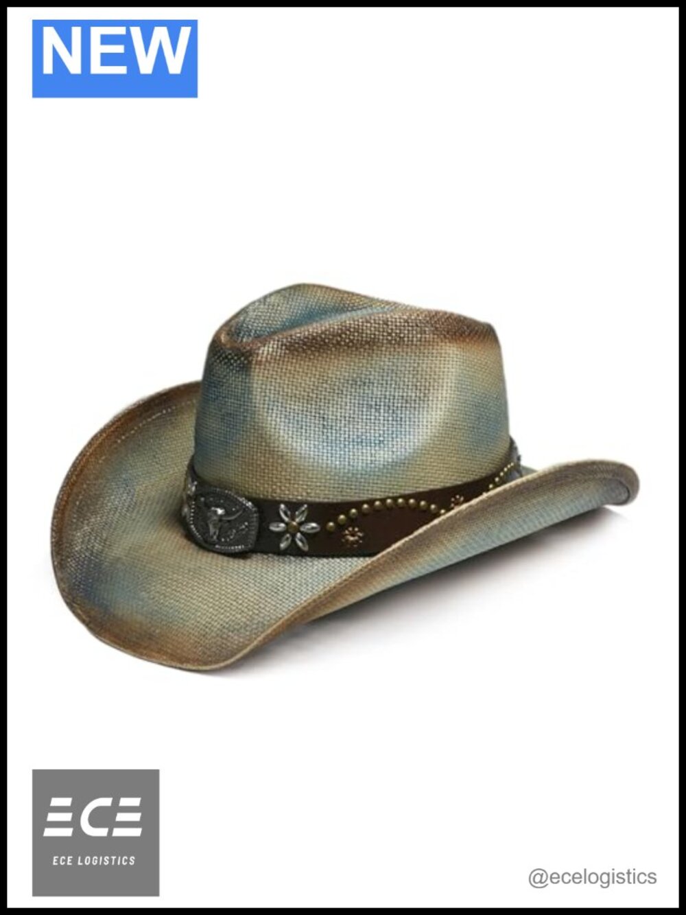 Western Straw Cowboy Hat Wide Brim Raffia Style Sun Hat